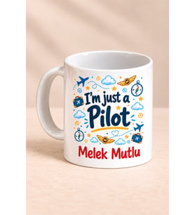 Kişiye Özel Pilot Temalı Baskılı Beyaz Kupa - Pilota Hediye Bardak Fincan Mug