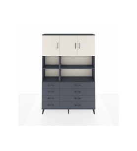 Arges Dolap 8 Raflı 8 Çekmeceli 3 Kapaklı 132x30x195 Antrasit-Aytaşı/Antrasit