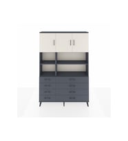 Arges Dolap 8 Raflı 8 Çekmeceli 3 Kapaklı 132x30x195 Antrasit-Aytaşı/Antrasit