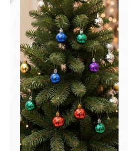 4 cm – Parlak Mix Yılbaşı Top Süs 6'lı Dekoratif Ağaç ve Parti Süsleme Mini Renkli Set