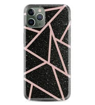 Apple iPhone 11 12 13 14 Pro Max Kılıf Desemli Silikon Pembe Şeritli Mermer 1312