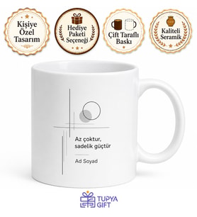 Modern Minimal Tasarım Baskılı Kupa Bardak Özel Hediye Porselen Mug