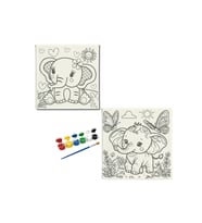 Okul-aile Etkinliği-2'li Tuval Boyama Seti. 20x20 Cm Uv Baskı 6 Akrilik Boya 1 Fırça-model-19