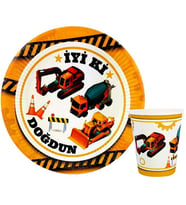 Inşaat Teması Tabak Bardak Set 8 Li