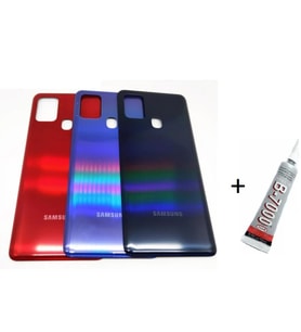 SAMSUNG Galaxy A21S A217 Uyumlu Arka Batarya Pil Kapağı MAVİ (B7000 15 ML Yapıştırıcı)