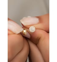 925 Ayar Gümüş Minik Gold Zirkon Tektaş Küpe