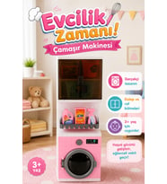 Oyuncak Çamaşır Makinesi Seti - Dolaplı, Raflı ve Temizlik Aksesuarlı Evcilik Seti 3+ Yaş