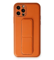 Pilelistore   iPhone 12 Pro Kılıf Coco Deri Standlı Kapak - Turuncu