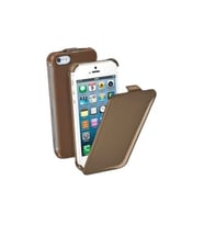 Cellular Line iPhone SE/5S/5 ile Uyumlu Flap Glossy Mıknatıssız Kılıf Kahverengi-FLAPGLOSSIPHONE5BR(Out)