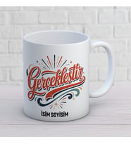 Gerçekleştir Yazılı Retro Kişiye Özel Baskılı Kupa – Hedef ve Başarı Hediyesi