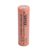 Supex 18650-2500 3.7v 2500 Mah Düz Kafa Li-Ion Pil (Siyah)