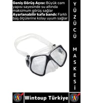 #Gözlük Konforlu Sızdırmaz Buğu Önleyici Temperli Cam Ayarlanabilir Deniz Dalış Yüzücü Maskesi Siyah