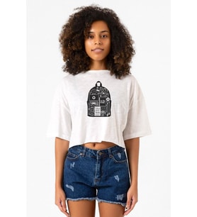 The Last Of Us Ellie's Backpack Beyaz Kırçıllı Kadın Crop Tshirt