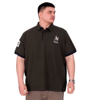 Mode XL Büyük Beden Erkek T-Shirt Polo Yaka Nakış Detaylı U25311 Haki