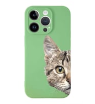 Apple iPhone 14 Pro Max  Lansman Kılıf Catface  Tasarımlı Altı Kapalı İçi Kadife Kaplı  Kapak (Şeffaf)
