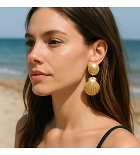 Seashell Gold El Yapımı Özel Tasarım Deniz Kabuğu Küpe