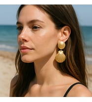 Seashell Gold El Yapımı Özel Tasarım Deniz Kabuğu Küpe