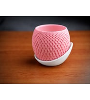 3D Baskı Küre Saksı - Kafes Dokulu İki Parçalı Dekoratif Saksı - Pembe-Beyaz