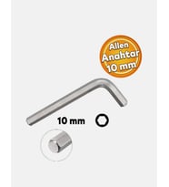Allen Alyan Anahtar 10 mm Altıgen Vida Somun Sıkma Sökme (Tatlı Gri)