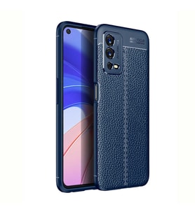 Oppo A55 4G Kılıf Zore Niss Deri Desenli Silikon Kılıf (Lacivert)