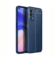 Oppo A55 4G Kılıf Zore Niss Deri Desenli Silikon Kılıf (Lacivert)