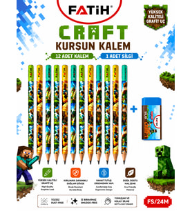 Fatih Mini Craft B Kurşun Kalem Seti 12 Mini Craft Kurşun Kalem 1 Mini Craft Silgi Okul Kırtasiye Seti