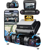 X19 Premium 4 Lens Araç İçi Kamera WiFi GPS 4K Ultra HD Ön Arka İç Kamera Gece Görüşü Park Modu DVR