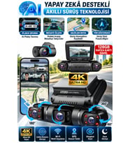 X19 Premium 4 Lens Araç İçi Kamera WiFi GPS 4K Ultra HD Ön Arka İç Kamera Gece Görüşü Park Modu DVR