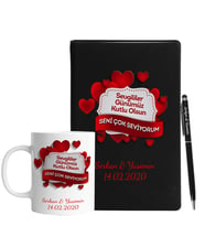 Sevgililer Gününe Özel Siyah Defter Kalem & Kupa Hediye Seti 6