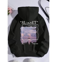 Unisex Sunset Baskılı Sweatshirt (Siyah)