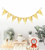 Kişiye Özel 6 Ay Kınası İsimli Yazılı Banner Doğum Günü Süsü Flama Bayrakları (Gold)