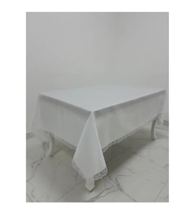 Paris Jakarlı Kumaş Fransız Güpürlü Krem Masa Örtüsü 160x220 Cm - 965 (Standart)