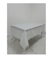 Paris Jakarlı Kumaş Fransız Güpürlü Krem Masa Örtüsü 160x220 Cm - 965 (Standart)