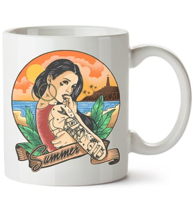 Summer Women Baskılı Porselen Kupa Bardak