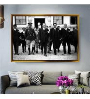 Tablore Atatürk Ve Heyeti Yürüyüşü Tablosu Çerçeveli Kanvas Tablo Modern Salon Dekoru
