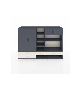 Hyperion Dolap 12 Raflı 4 Çekmeceli 4 Kapaklı 220x44x163 Antrasit-Antrasit/Aytaşı