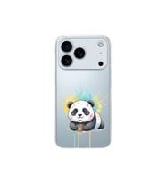 iPhone 17 Pro Max ile Uyumlu Splash Panda Tasarımlı Şeffaf Silikon Kılıf