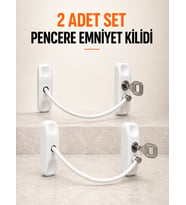 Pencere Emniyet Kilidi 2 Adet Set Kablolu Anahtarlı Pencere Açılma Sınırlayıcı