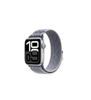 Apple Watch 7 45mm Uyumlu KRD-91 Hasır Kordon Strap Kayış (Gri - Mavi)