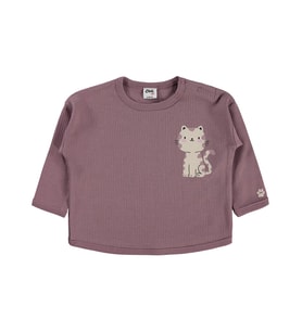 Civil Baby Oturan Kedi Baskılı 6-18 Ay Sweatshirt - Kahve 12-18 Ay