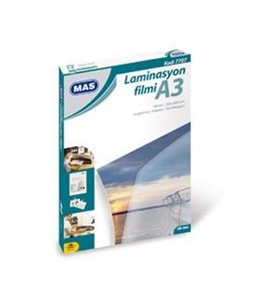 Mas Laminasyon Filmi Parlak A3 125 Micron 100 Lü (100 Lü Paket)