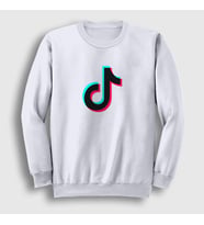 Presmono Unisex Beyaz Logo Sosyal Medya Tiktok Sweatshirt 485931tt (Beyaz)