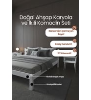 Letto Model Masif Ahşap Karyola ve 2 Adet Komodin Kolay Kurulum Fırınlanmış İthal Sibirya Çamı 90x200 Yatak Uyumlu 2 Adet Komodin