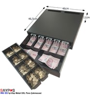 İçi-Dışı Full Metal 5 Geniş Banknotluk Ekstra Büyük Ağır Yük Para Çekmecesi 46x46,5x11cm