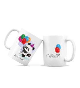 Kişiye Özel Kupa Bardak - Panda Doğum Günü Mesajı