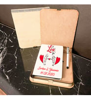 Sevgiliye Hediye Ahşap Kutulu Defter Kalem Set 025