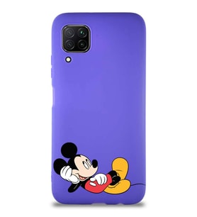 Huawei P40 Lite Soft Premier Kapak Mickey Mouse-F Tasarımlı Silikon Kılıf - Mor (Şeffaf)