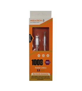 Megatech 1Mt Aux Kablo Çelik TYPE-C 3.5AUX  (kutulu)