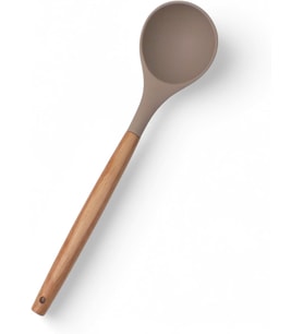 Lexroo Bambu Saplı Silikon Kepçe, Bambu Uzun Silikon Çorba ve Sos Kepçesi 27cm 3 Renk Seçenekli