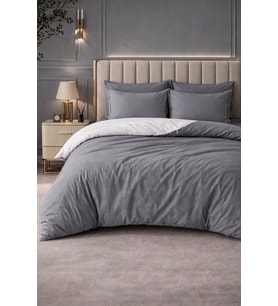 More Home  Çift Kişilik Nevresim Takımı Lastikli Çarşaf   Antrazit  Gri